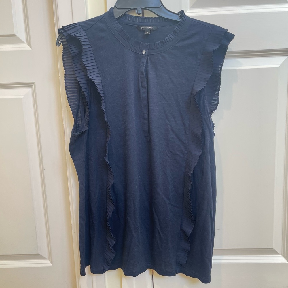 Banana Republic Navy Ruffle Top - Picture 5 of 10